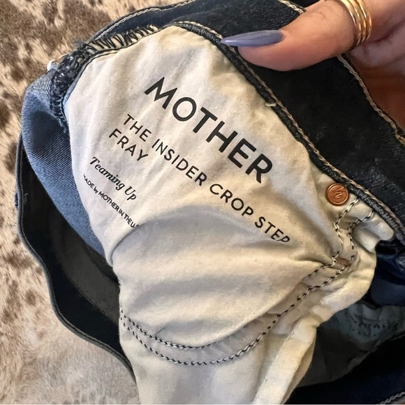 MOTHER The Insider Crop Step Fray In Teaming Up Jeans Size 26 Boot Cut - Picture 12 of 14